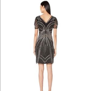 Adrianna Papell Black Mercury Beaded Fringe Dress